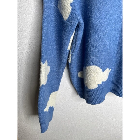 THML Blue Cloud Print Knit Sweater Pullover Women’s Medium - Picture 13 of 14